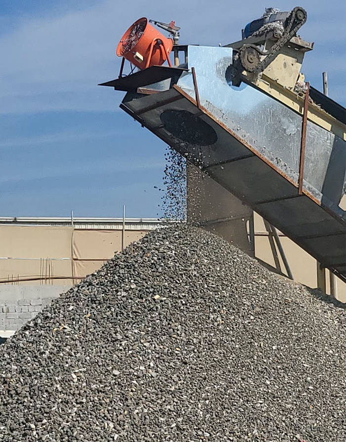 BHMK recycled road base discharging from conveyor at our Dubai facility