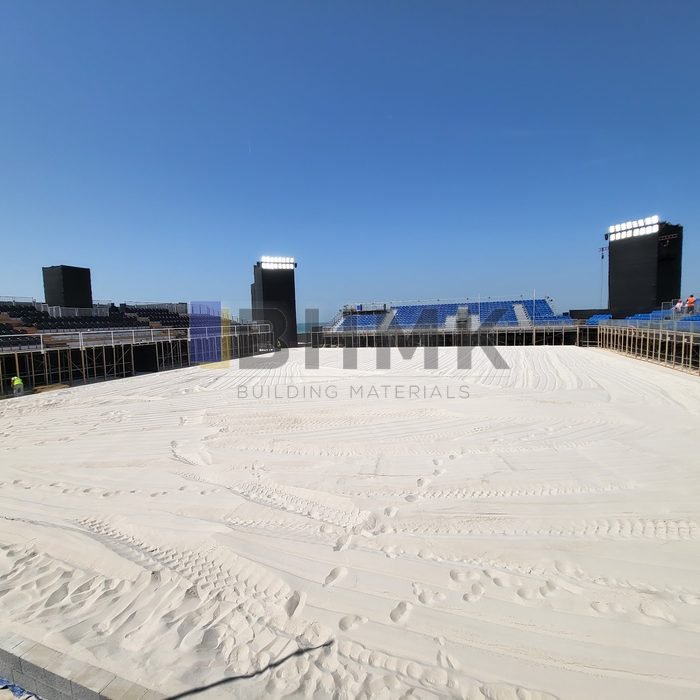 Match-ready beach soccer pitch, profiled and levelled
